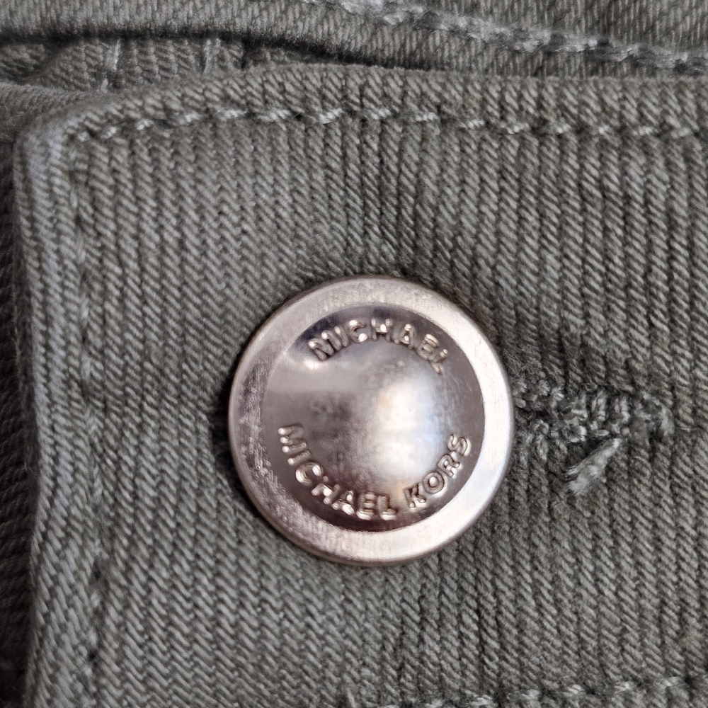 MICHAEL Michael Kors High Rise Selma Flare Jeans Olive Green Retro Stretch 6 NEW - Picture 11 of 13